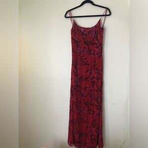 Remini by Shaw burgundy red silky dress with velvet flower detail